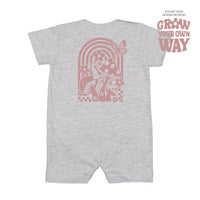 Grow Your Own Way (Pocket Front) w/ Mushrooms on Back - Short Sleeve / Shorts - One Piece Baby Romper