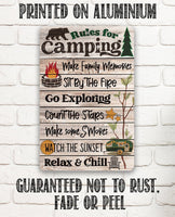Rules for Camping - Metal Sign