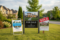 Several Real estate signs with background images 