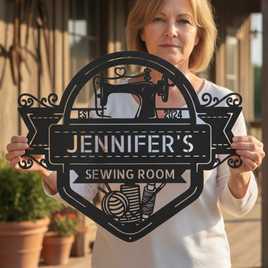 Custom Metal Wall Art - Personalized Sewing Sign