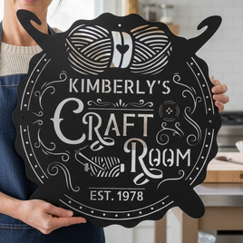 Custom Metal Wall Art - Personalized Crochet Sign