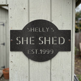 Custom Metal Wall Art - Personalized Family Name Shed Monogram Sign