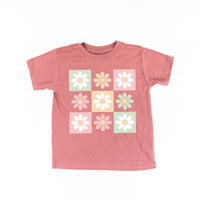 3x3 Checker Board Flowers - Child Tee