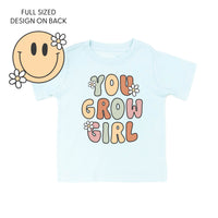 You Grow Girl on Front w/ Smiley and Flowers on Back - Child Tee