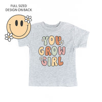 You Grow Girl on Front w/ Smiley and Flowers on Back - Child Tee