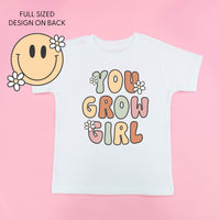 You Grow Girl on Front w/ Smiley and Flowers on Back - Child Tee