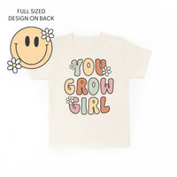 You Grow Girl on Front w/ Smiley and Flowers on Back - Child Tee