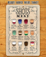 Shots Menu - Metal Sign