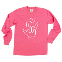 Sign Language - I Love You - Long Sleeve Comfort Colors Tee