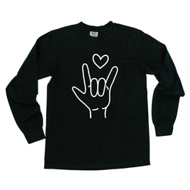 Sign Language - I Love You - Long Sleeve Comfort Colors Tee