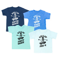 Skateboarding Skelly - Rollin' Into (Choose Your Grade) - Child Tee