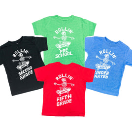 Skateboarding Skelly - Rollin' Into (Choose Your Grade) - Child Tee