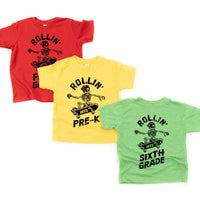 Skateboarding Skelly - Rollin' Into (Choose Your Grade) - Child Tee