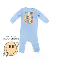 You Grow Girl on Front w/ Smiley and Flowers on Back - Baby Sleeper