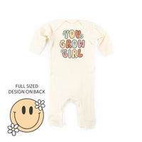 You Grow Girl on Front w/ Smiley and Flowers on Back - Baby Sleeper