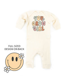 You Grow Girl on Front w/ Smiley and Flowers on Back - Baby Sleeper