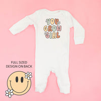 You Grow Girl on Front w/ Smiley and Flowers on Back - Baby Sleeper