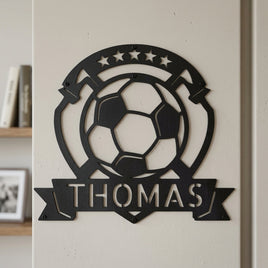Custom Metal Wall Art - Personalized Soccer Ball Sign
