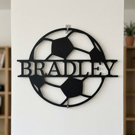 Custom Metal Wall Art - Personalized Soccer Ball Name Sign