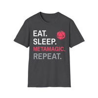 Sorcerer Class T-Shirt – 'Eat, Sleep, Metamagic, Repeat'