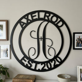 Custom Metal Wall Art - Personalized Split Letter Monogram Sign