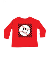 Checkers Smiley - (Choose Your Sports Ball)  - Child Long Sleeve Tee