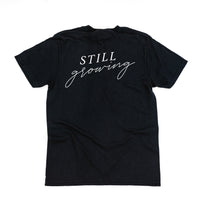 Embroidered Pocket Flowers on Front w/ Printed Still Growing on Back - Comfort Colors Tee