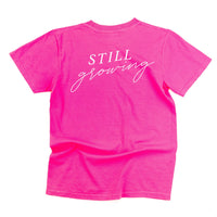 Embroidered Pocket Flowers on Front w/ Printed Still Growing on Back - Comfort Colors Tee