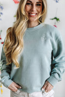 Embroidered/Printed PIGMENT Crewneck (pf&b) - Flowers / Still Growing
