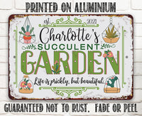 Personalized - Succulent Garden - Metal Sign