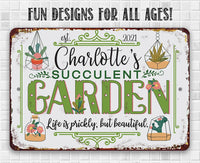 Personalized - Succulent Garden - Metal Sign