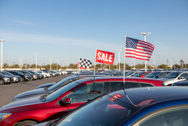 Supreme Cloth Antenna Pennant Kits on Cars at Dealership