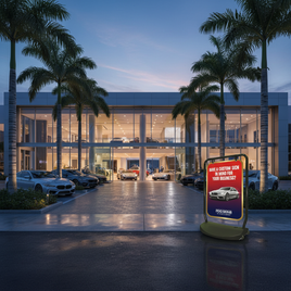 Swing Sign - Upscale Dealership Dusk
