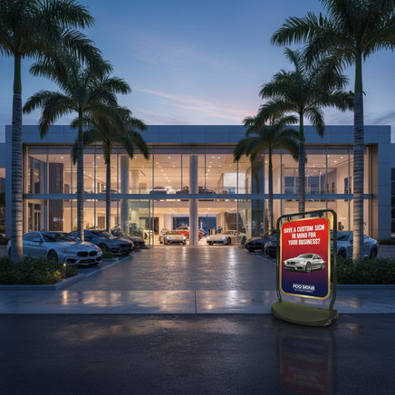 Swing Sign - Upscale Dealership Dusk