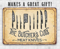 The Butcher's Cut KNIVES - Metal Sign