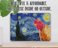 The Starry Night Painting - Interrupted by Rooster - Metal Sign