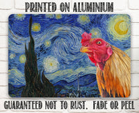 The Starry Night Painting - Interrupted by Rooster - Metal Sign
