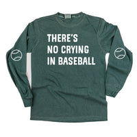 There's No Crying In Baseball (elbows) - Custom Number - LONG SLEEVE Comfort Colors Tee