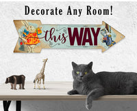 This Way - White Rabbit - Directional Arrow - Metal Sign