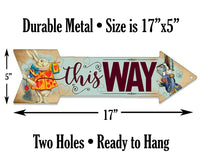 This Way - White Rabbit - Directional Arrow - Metal Sign