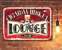 Cigar & Whiskey Lounge - Metal Sign