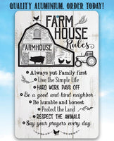 Farmhouse Rules - Metal Sign