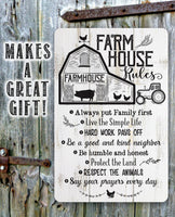 Farmhouse Rules - Metal Sign