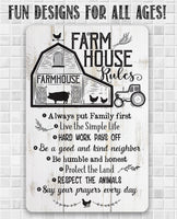 Farmhouse Rules - Metal Sign