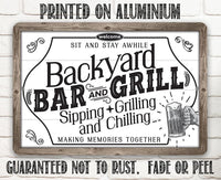 Backyard Bar & Grill - Metal Sign