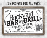 Backyard Bar & Grill - Metal Sign