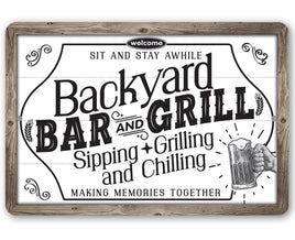 Backyard Bar & Grill - Metal Sign