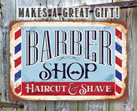Barbershop Haircut and Shave - Metal Sign