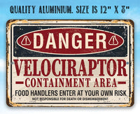 Danger Velociraptor - Metal Sign