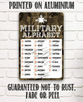 Military Alphabet  - Metal Sign